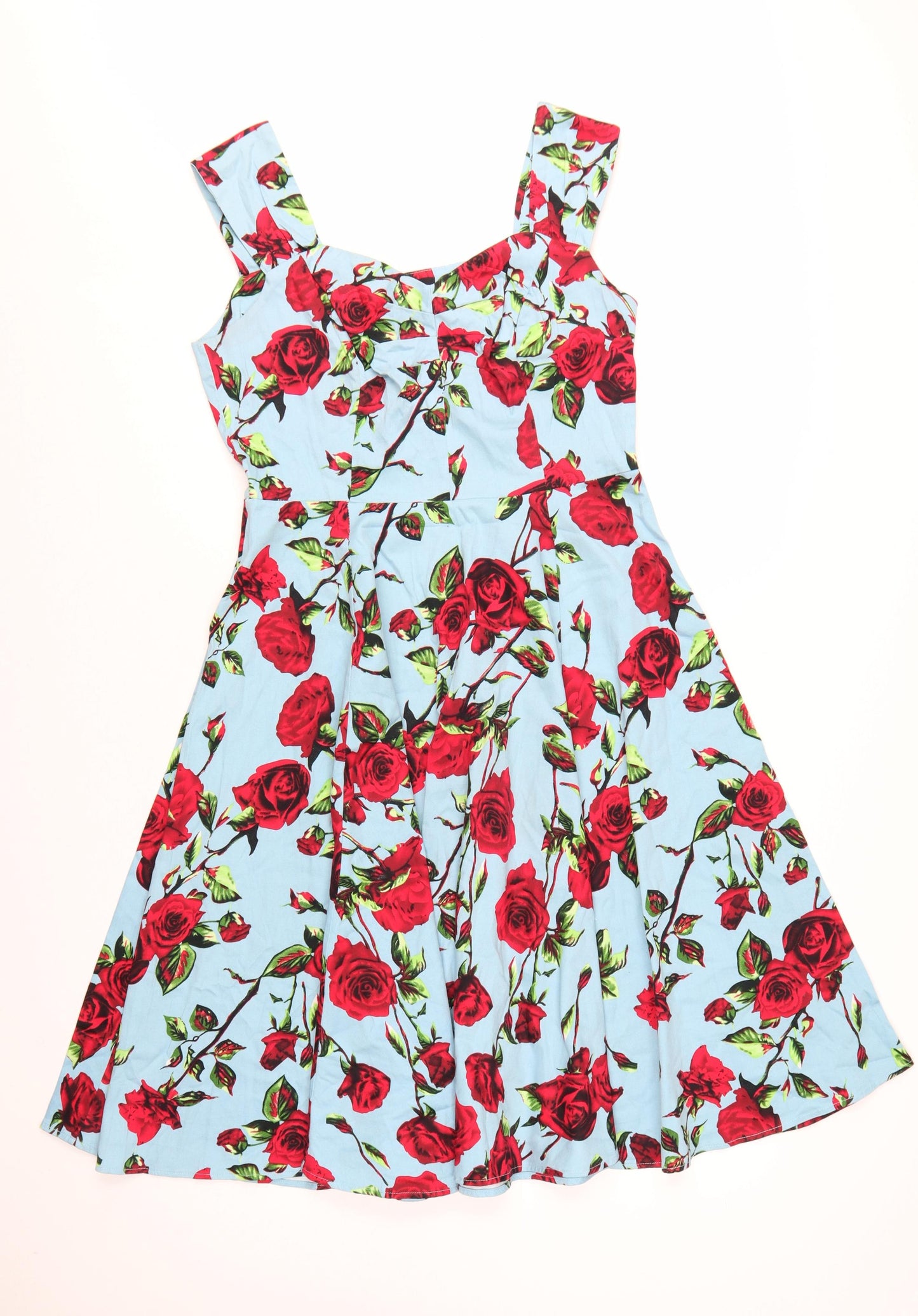 Hearts & Roses Women’s Blue Rose Floral Fit & Flare Dress Size 12