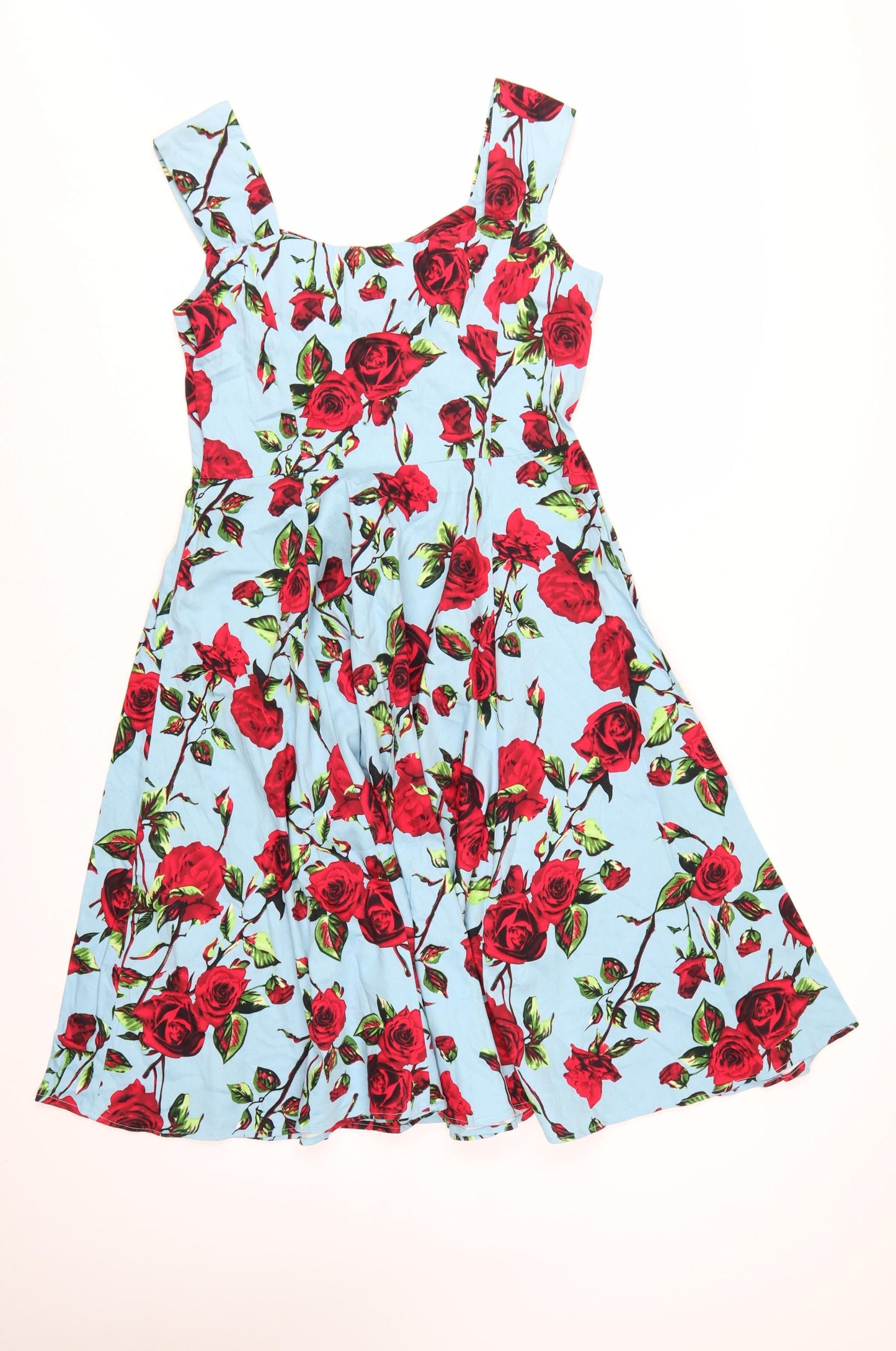 Hearts & Roses Women’s Blue Rose Floral Fit & Flare Dress Size 12