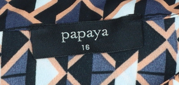 Papaya Women’s Multicoloured Geometric Cold Shoulder Shirt Dress Size 16