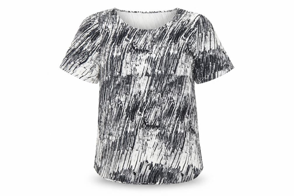 & Other Stories Womens Black White Blouse UK 6 Short Sleeve Viscose Top