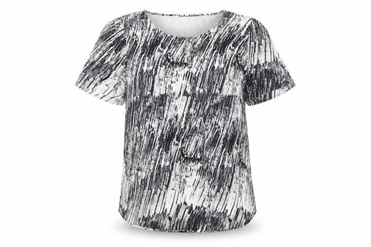 & Other Stories Womens Black White Blouse UK 6 Short Sleeve Viscose Top