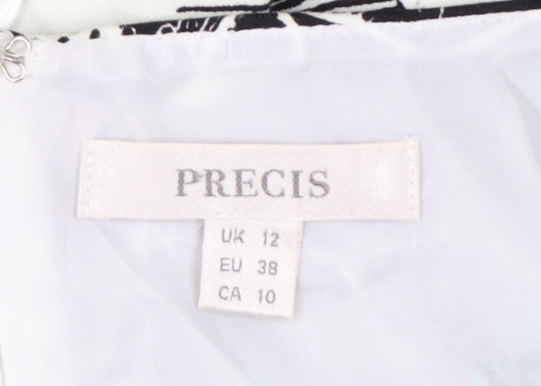 Precis Women Green Floral Sheath Dress Size 12 Sleeveless V-Neck