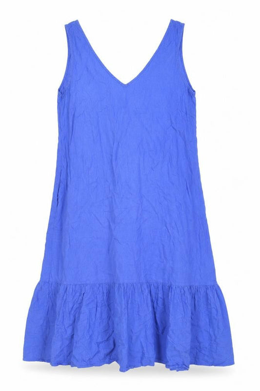 George Womens Blue Linen Blend Sleeveless Tank Dress Size 14