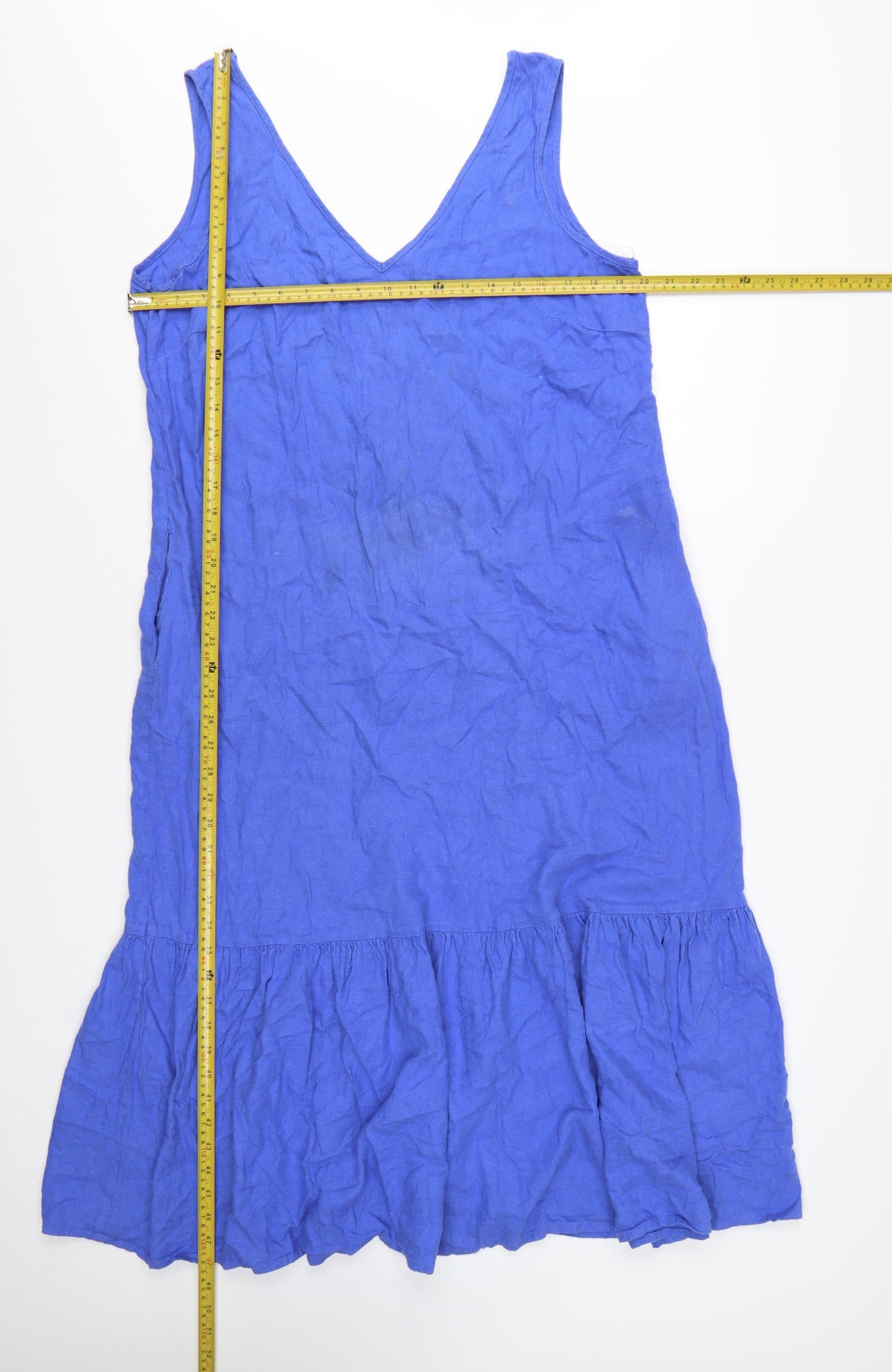 George Womens Blue Linen Blend Sleeveless Tank Dress Size 14