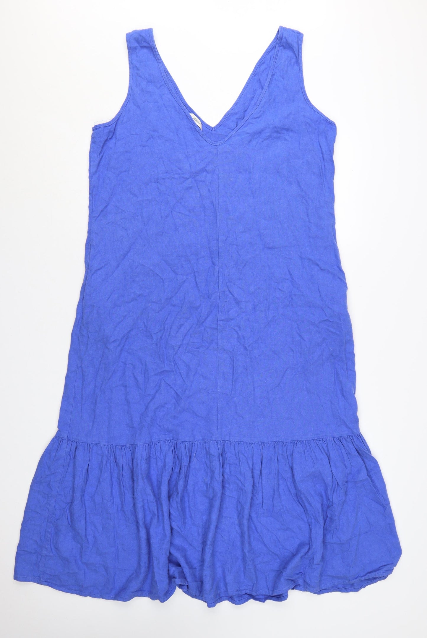 George Womens Blue Linen Blend Sleeveless Tank Dress Size 14
