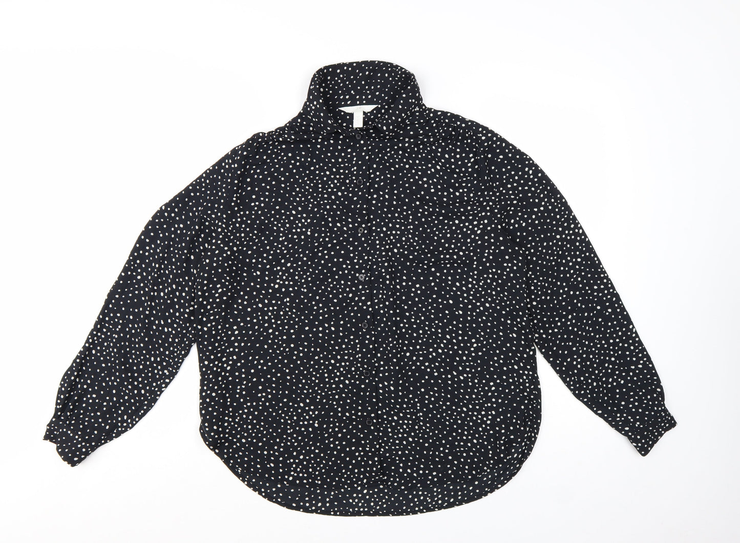 H&M Women's Black Polka Dot Button-Up Blouse Size S
