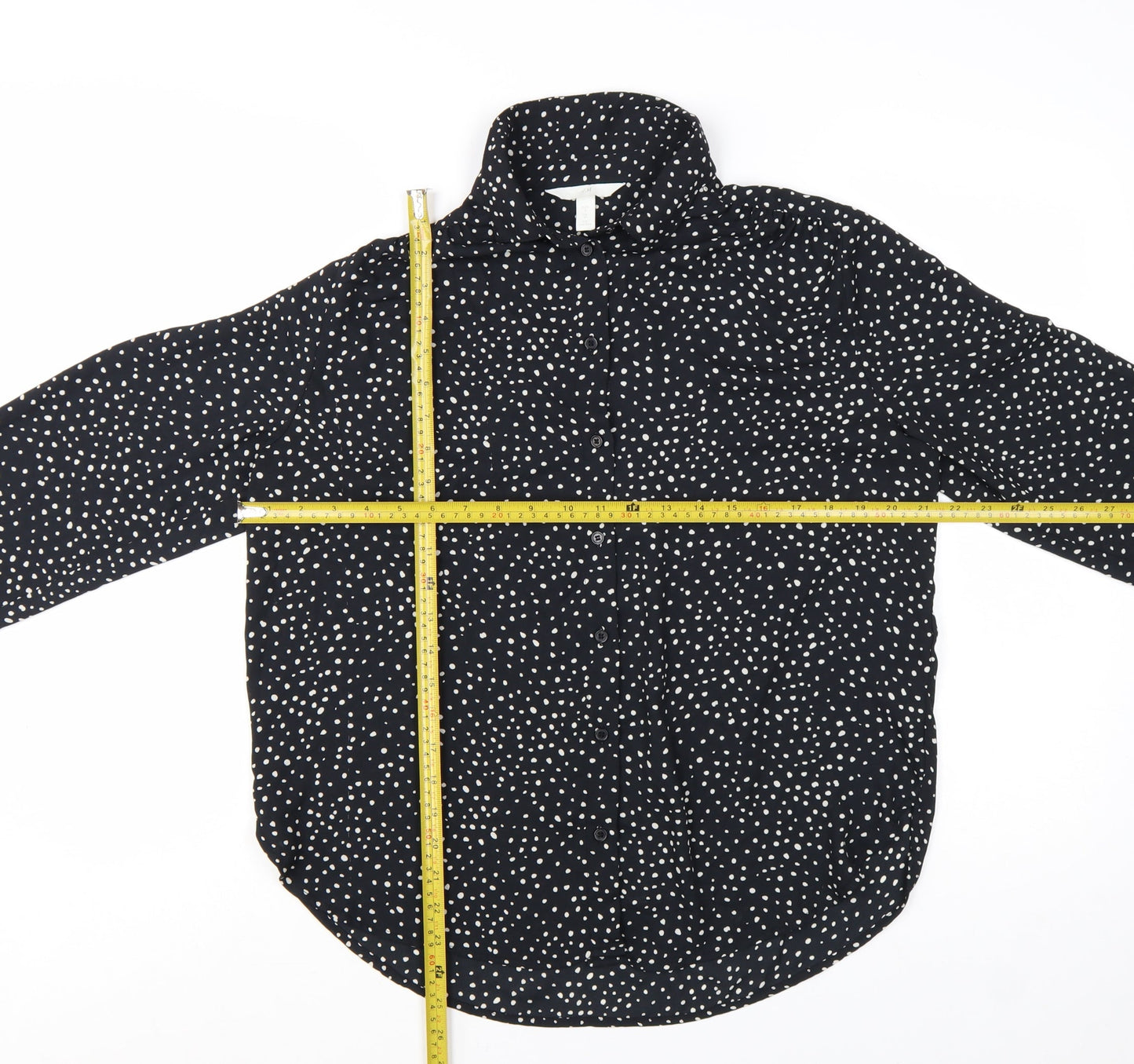 H&M Women's Black Polka Dot Button-Up Blouse Size S