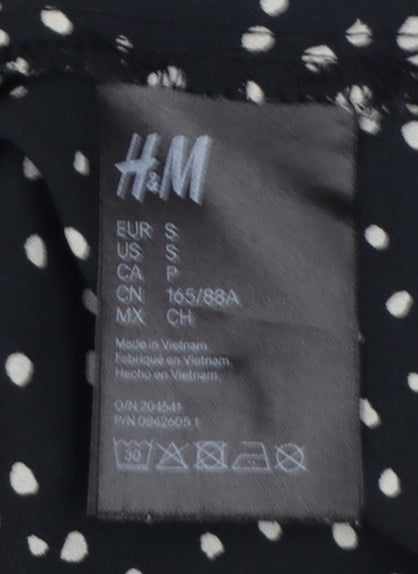 H&M Women's Black Polka Dot Button-Up Blouse Size S