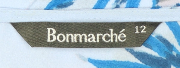 Bonmarché Women's Blue Floral Bell Sleeve Tunic Blouse Size 12