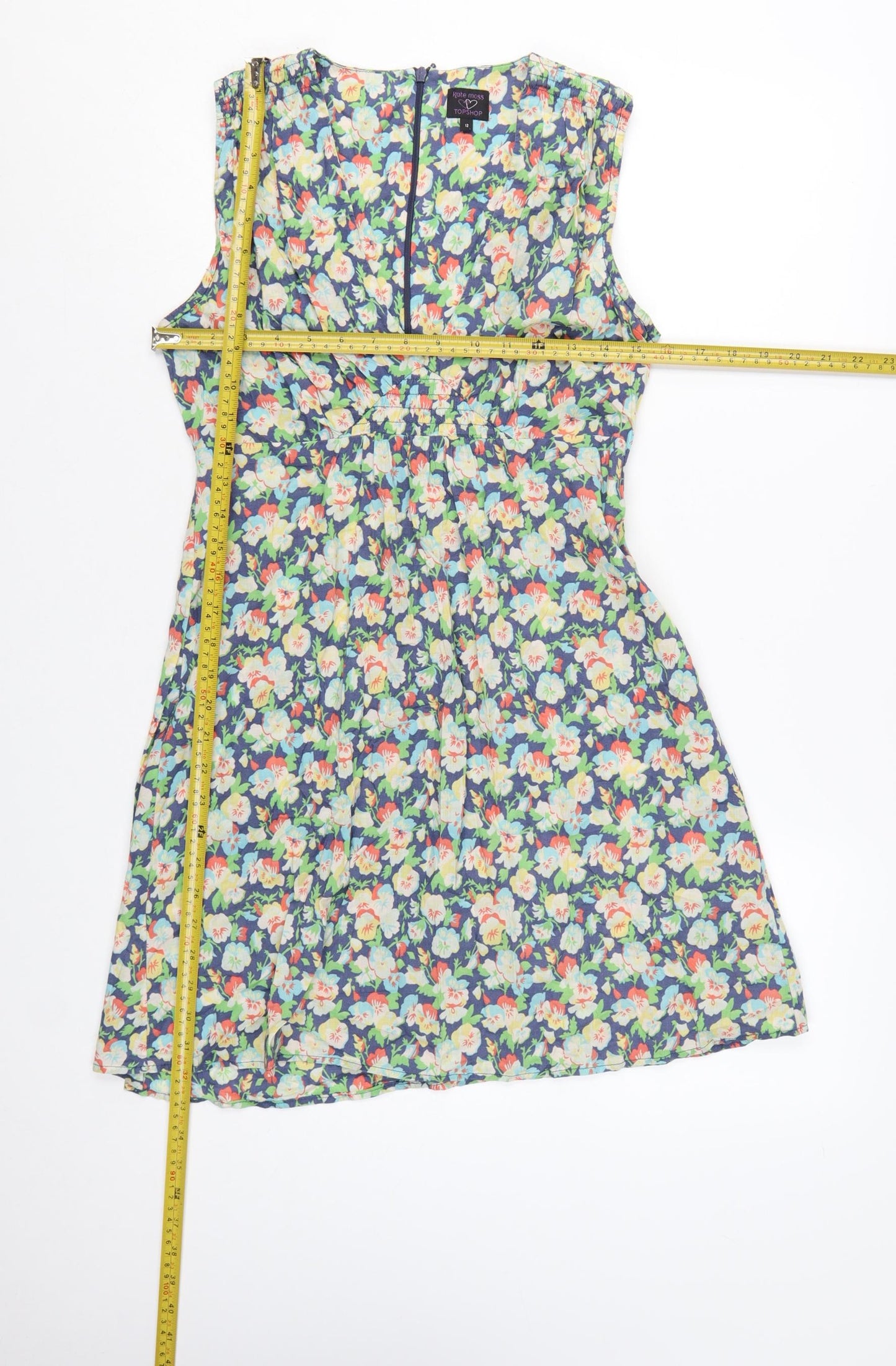Topshop Women’s Multicoloured Floral Cotton A-Line Dress Size 12