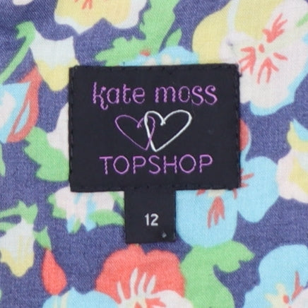 Topshop Women’s Multicoloured Floral Cotton A-Line Dress Size 12