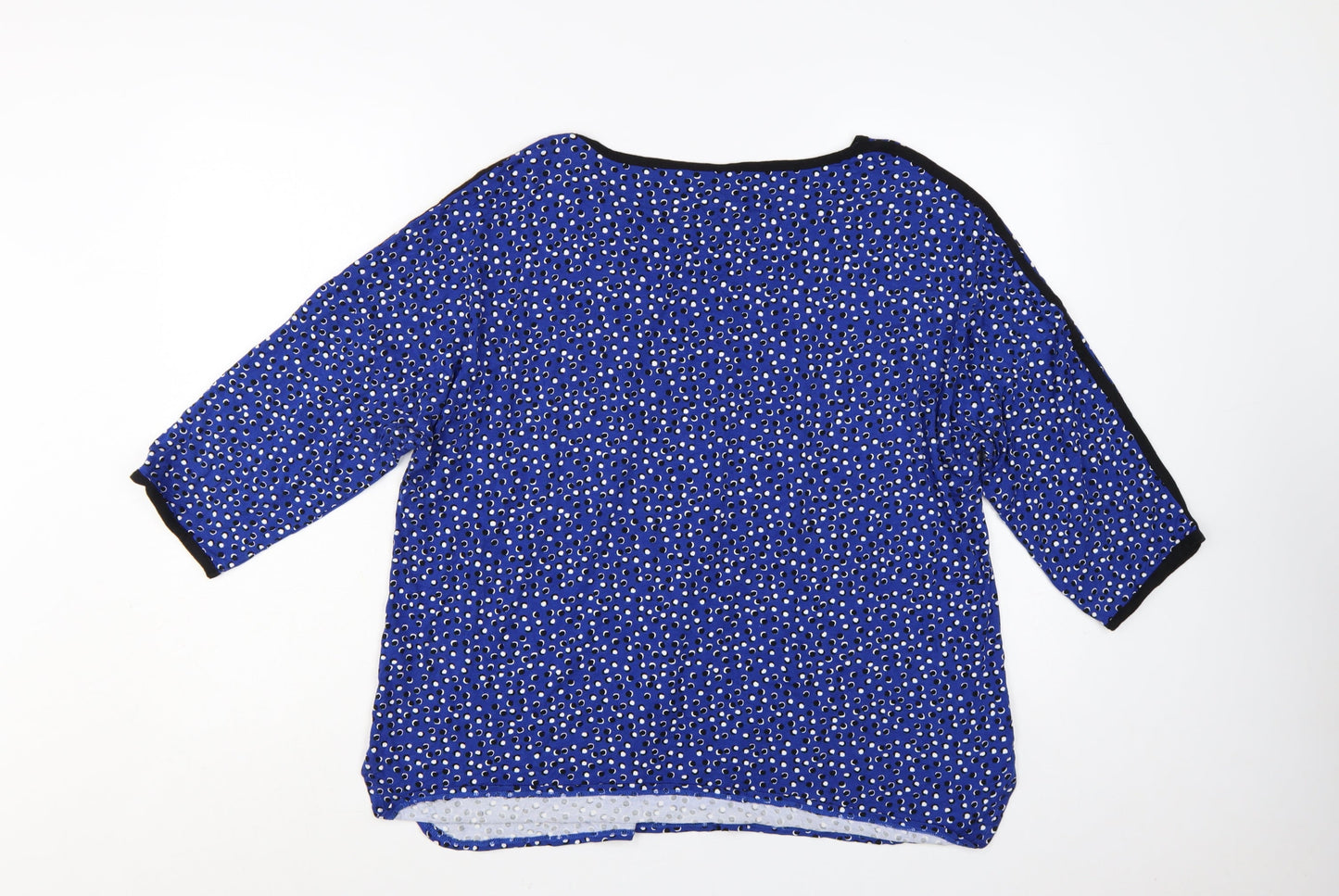Tahari Woman Blue Polka Dot 3/4 Sleeve Rayon Blouse Size 18 Plus
