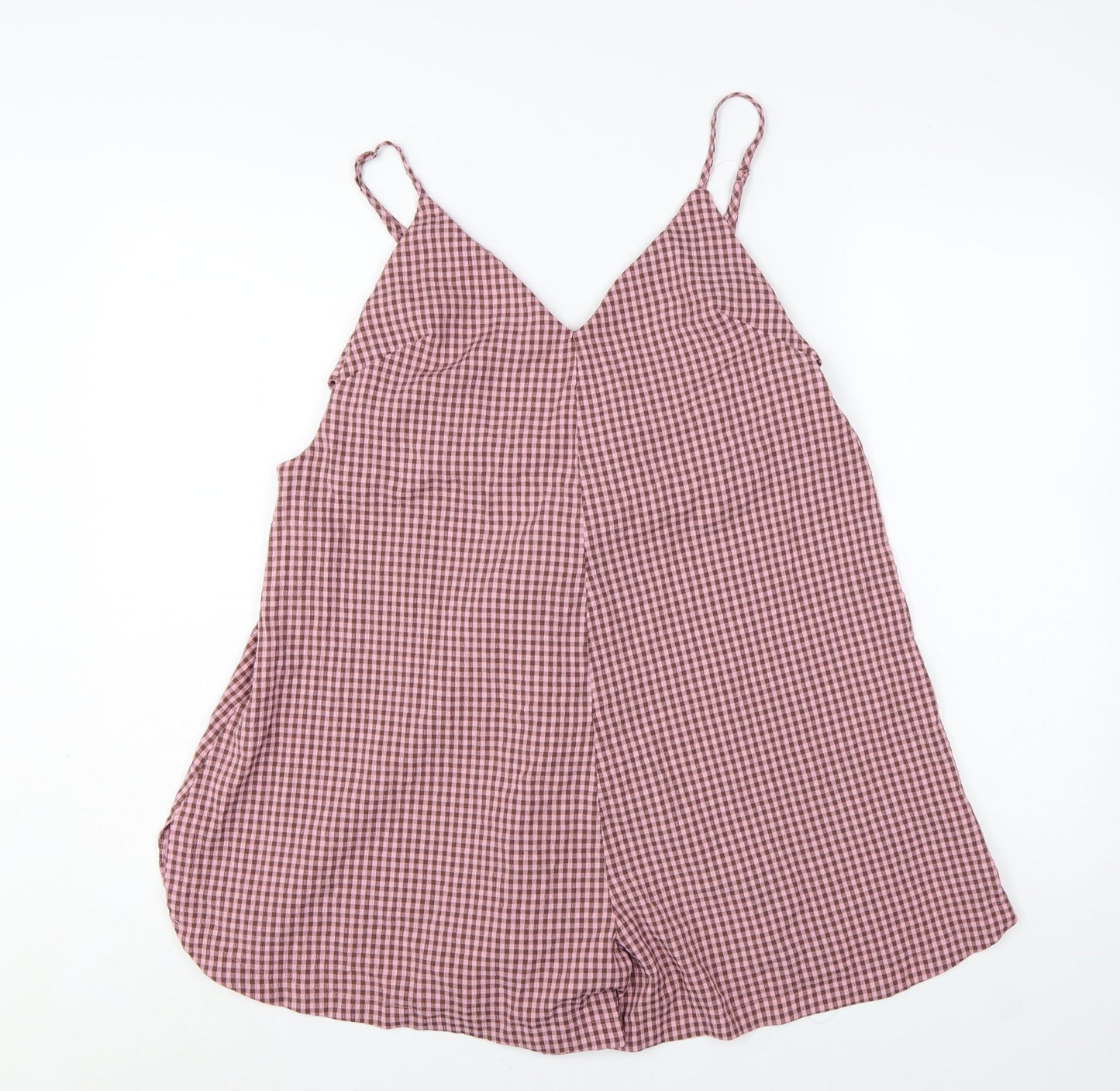 Topshop Womens Pink Gingham Sleeveless Playsuit UK 12
