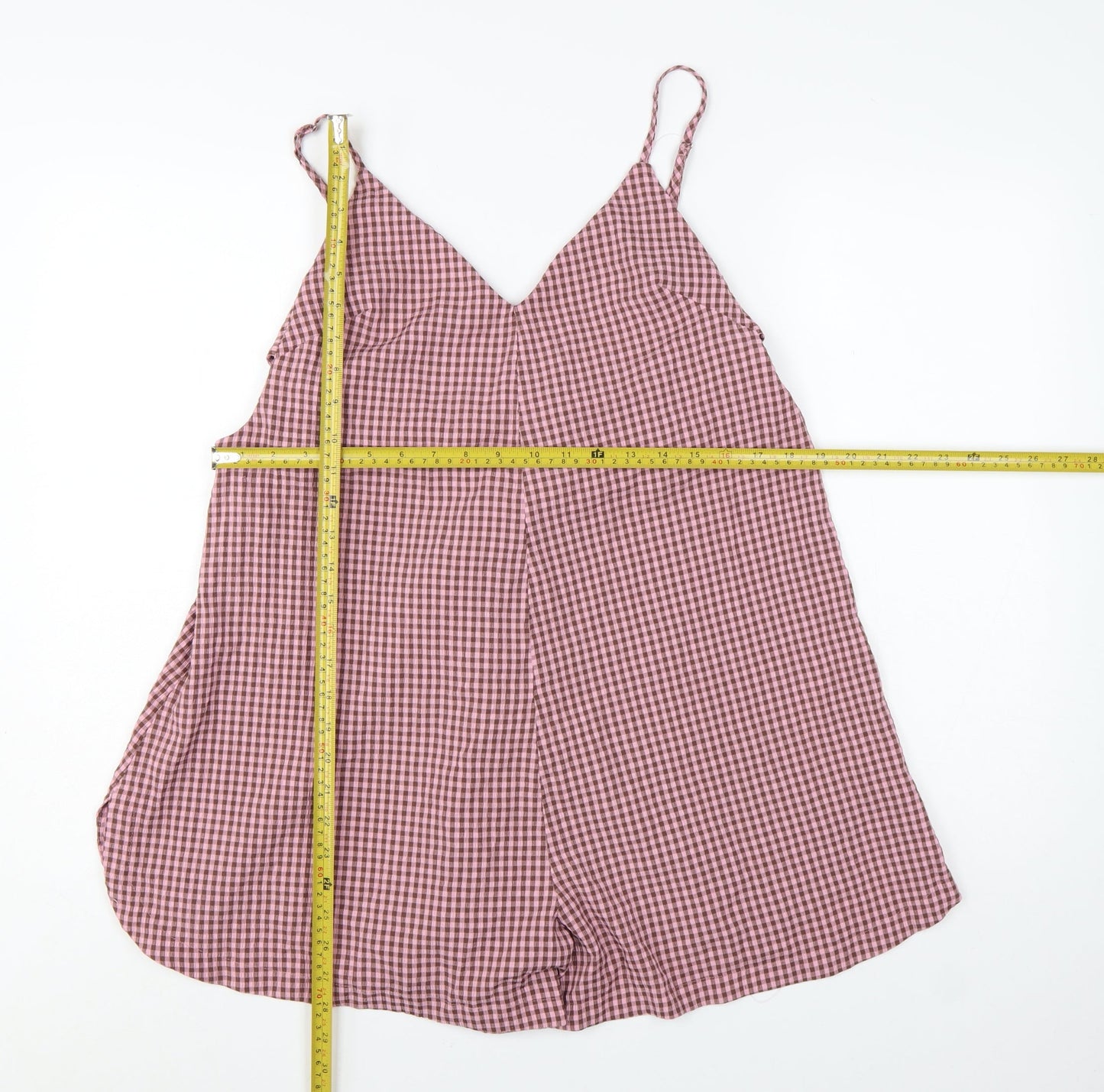 Topshop Womens Pink Gingham Sleeveless Playsuit UK 12