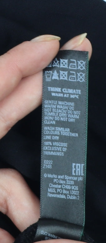 Marks and Spencer Women’s Black Viscose Shift Dress Size 10