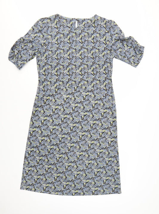 Next Women's Blue Floral Shift Dress Size 12 Half Sleeve