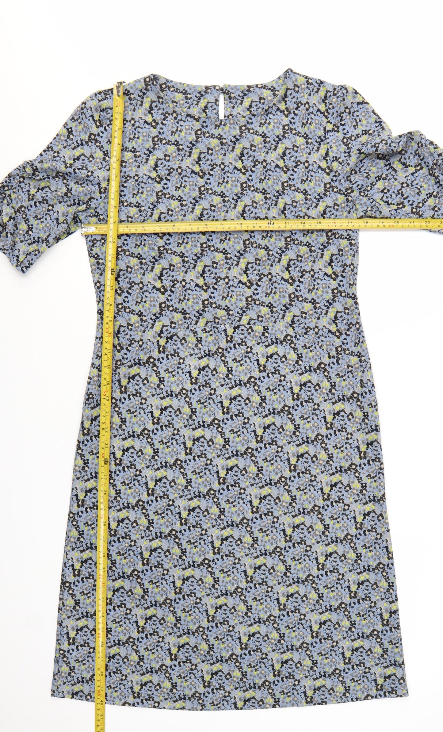Next Women's Blue Floral Shift Dress Size 12 Half Sleeve