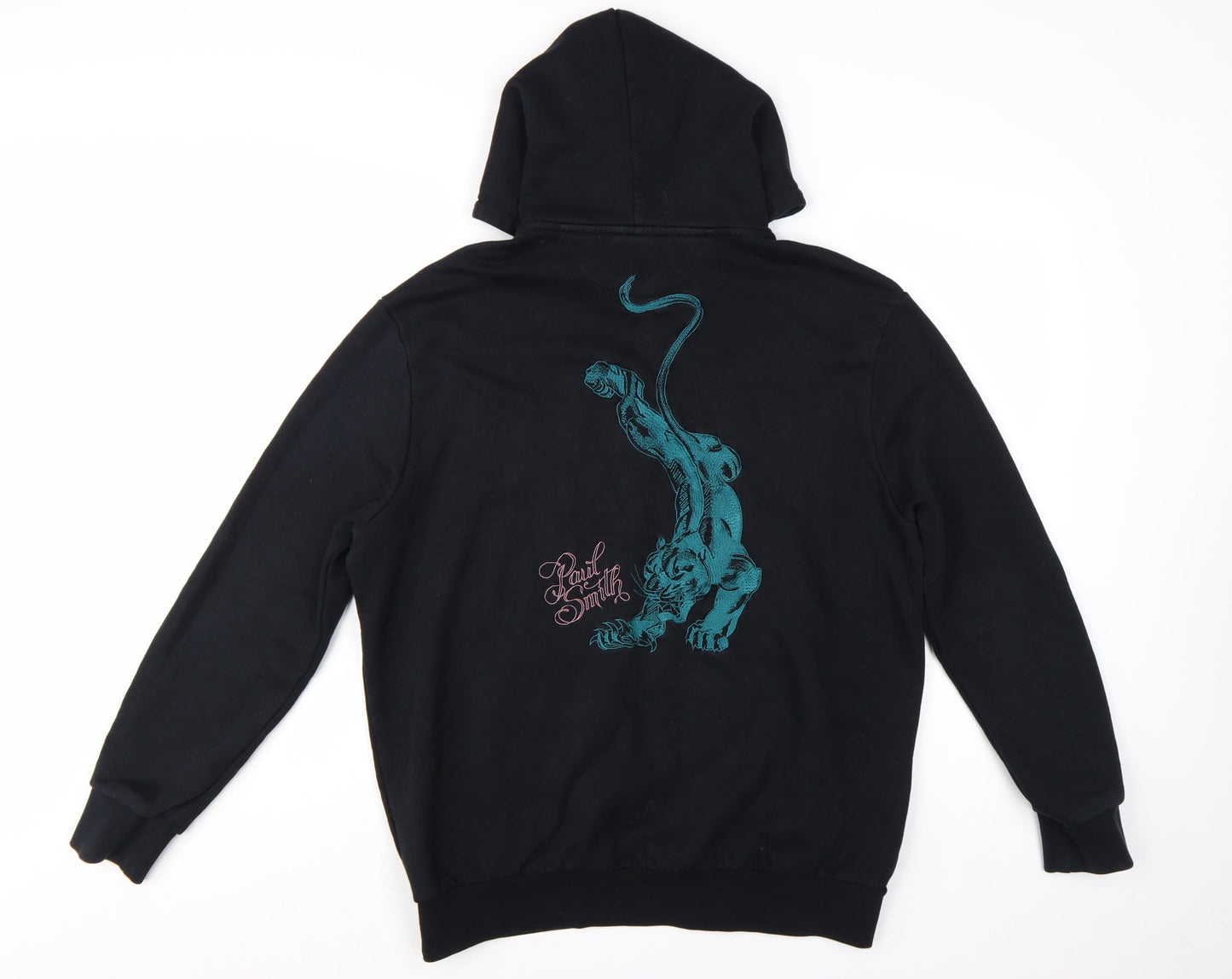 Paul Smith Men's Black Large Pullover Hoodie with Embroidered Tiger