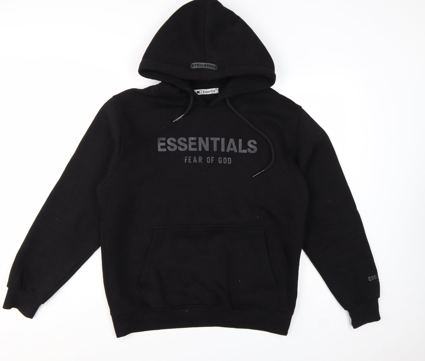 Fear of God Essentials Black Men's Pullover Hoodie Size M Relaxed Fit