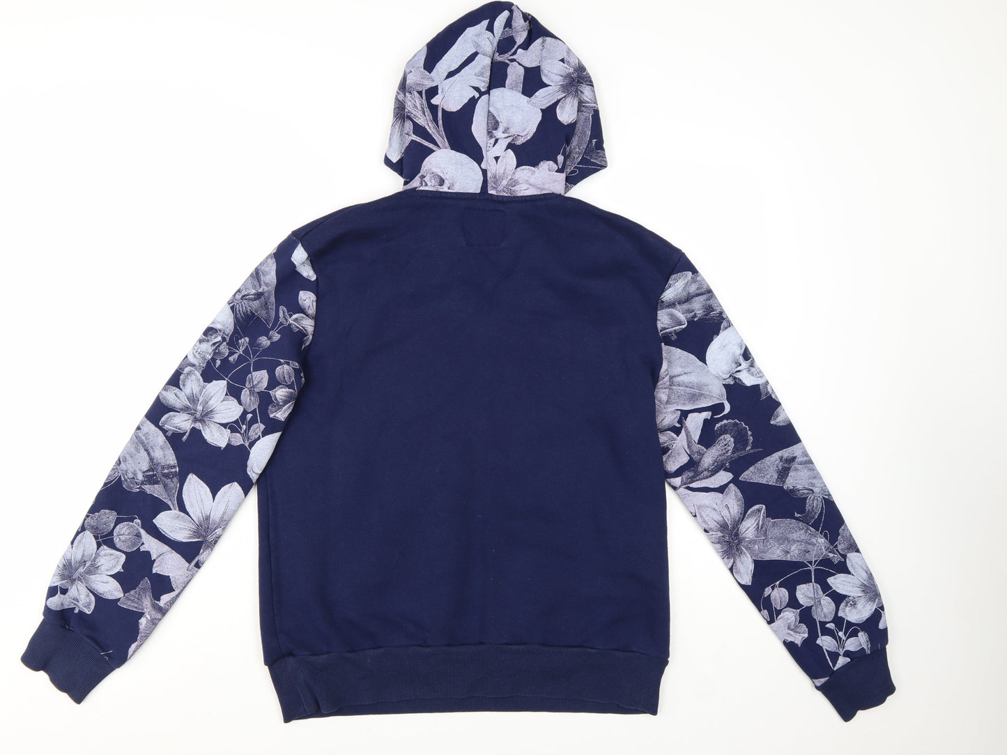 S-Ponder Womens Blue Floral Print Pullover Hoodie Size L