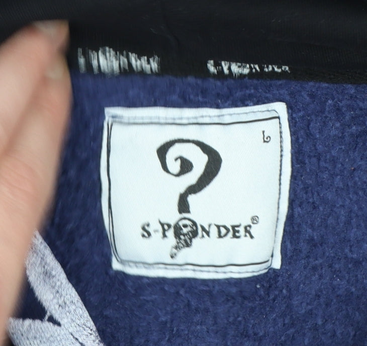 S-Ponder Womens Blue Floral Print Pullover Hoodie Size L