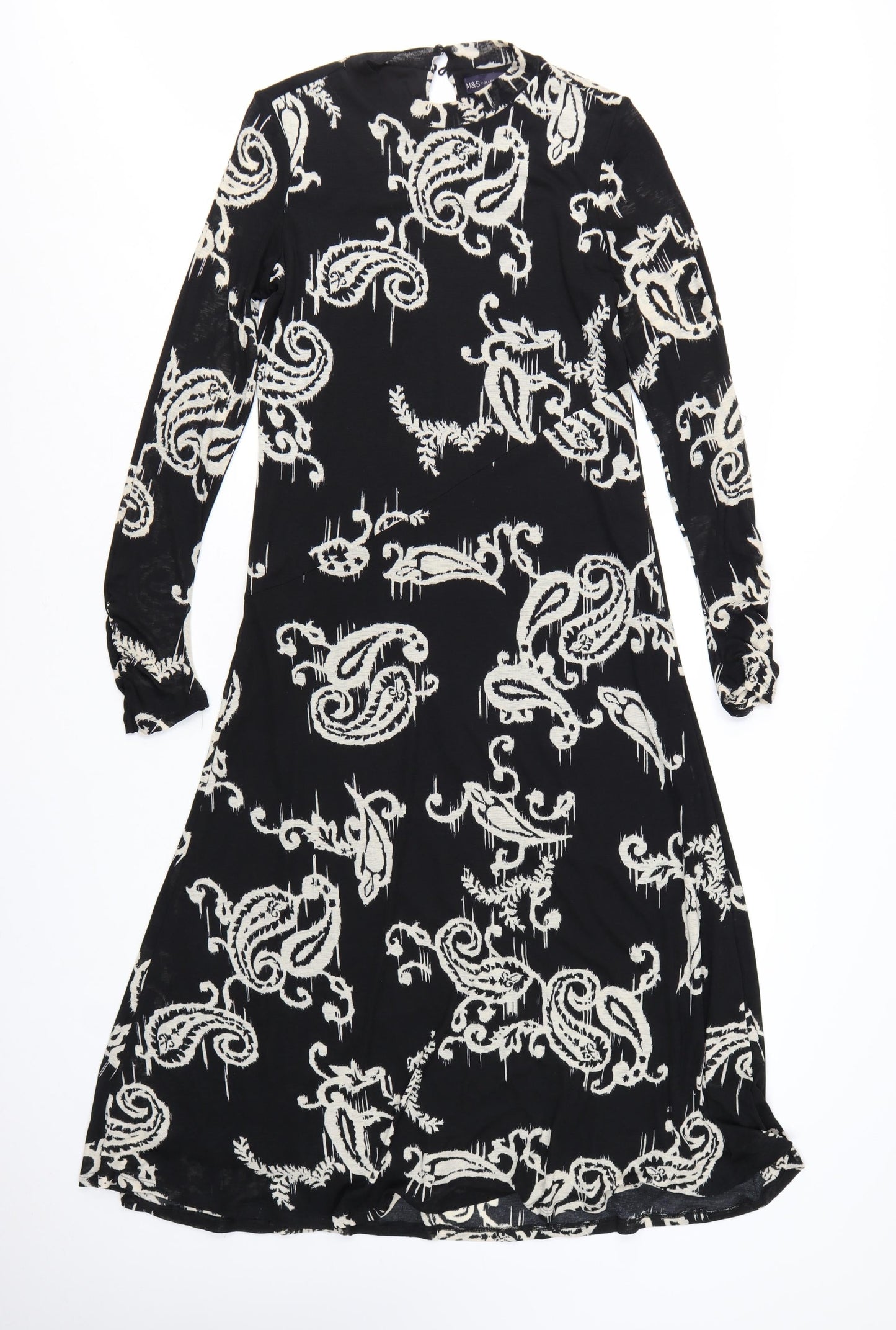 Marks and Spencer Women's Black Paisley A-Line Dress Size 10