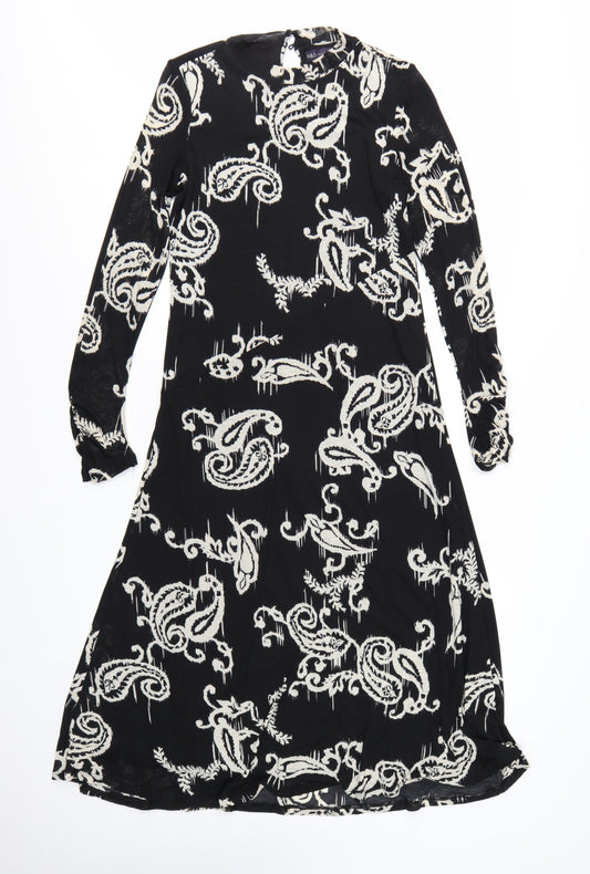 Marks and Spencer Women's Black Paisley A-Line Dress Size 10