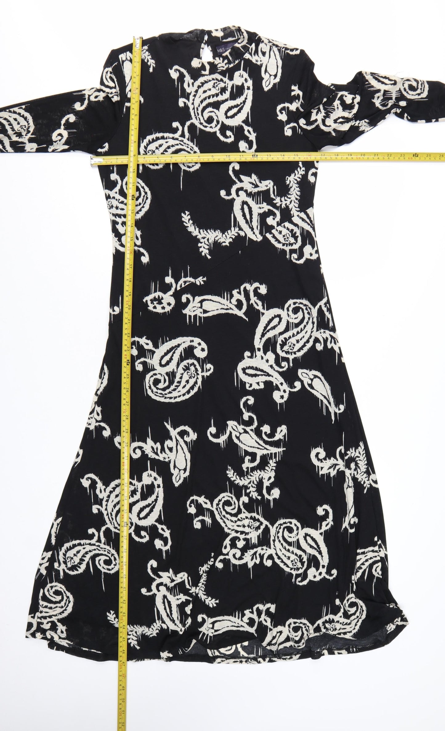 Marks and Spencer Women's Black Paisley A-Line Dress Size 10
