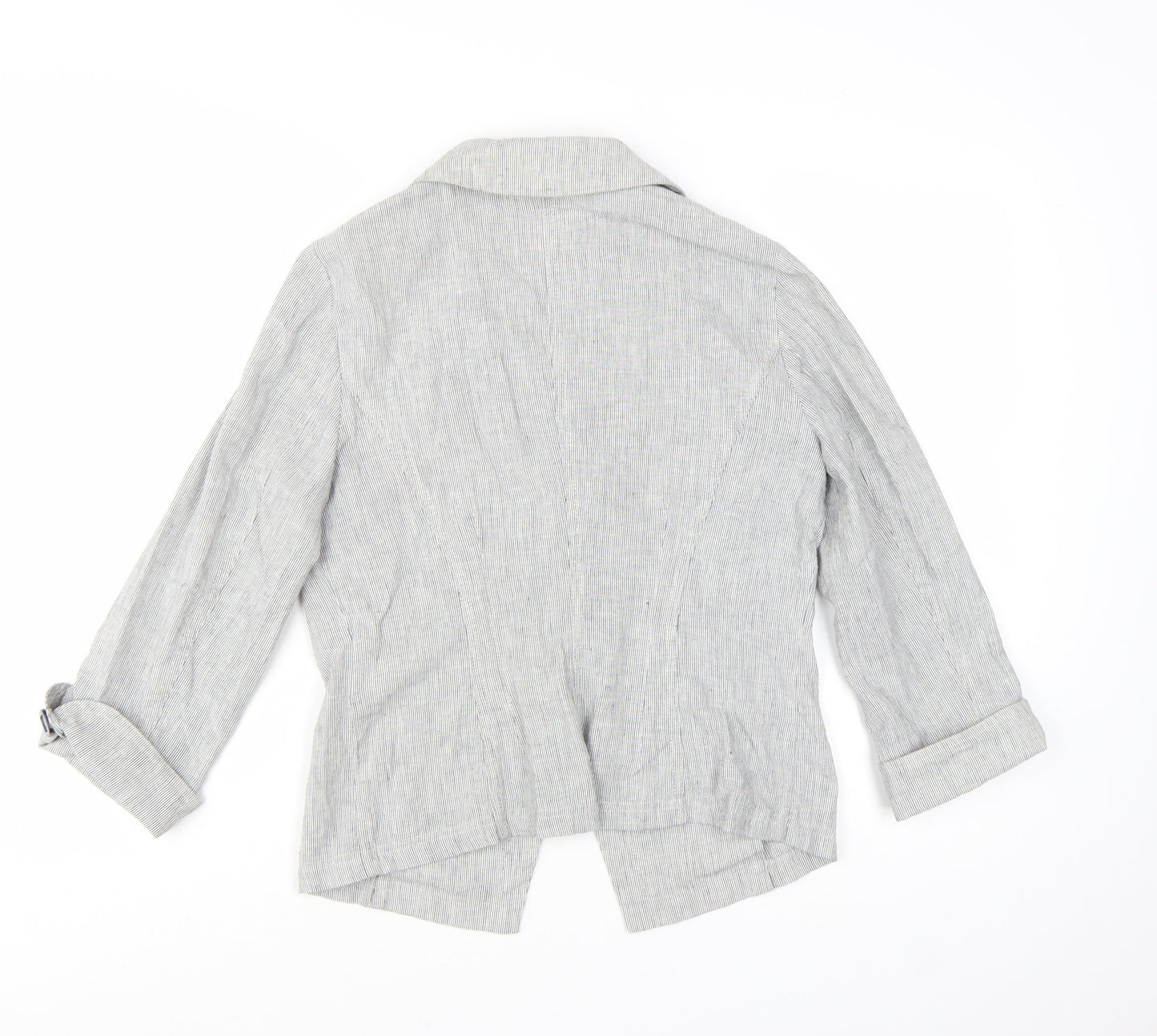 Marks and Spencer Per Una Women’s Grey Pinstripe Linen Blend Blazer Size 10