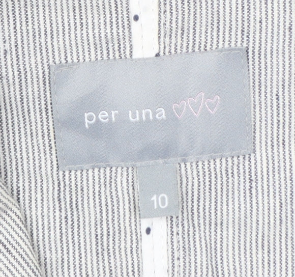 Marks and Spencer Per Una Women’s Grey Pinstripe Linen Blend Blazer Size 10