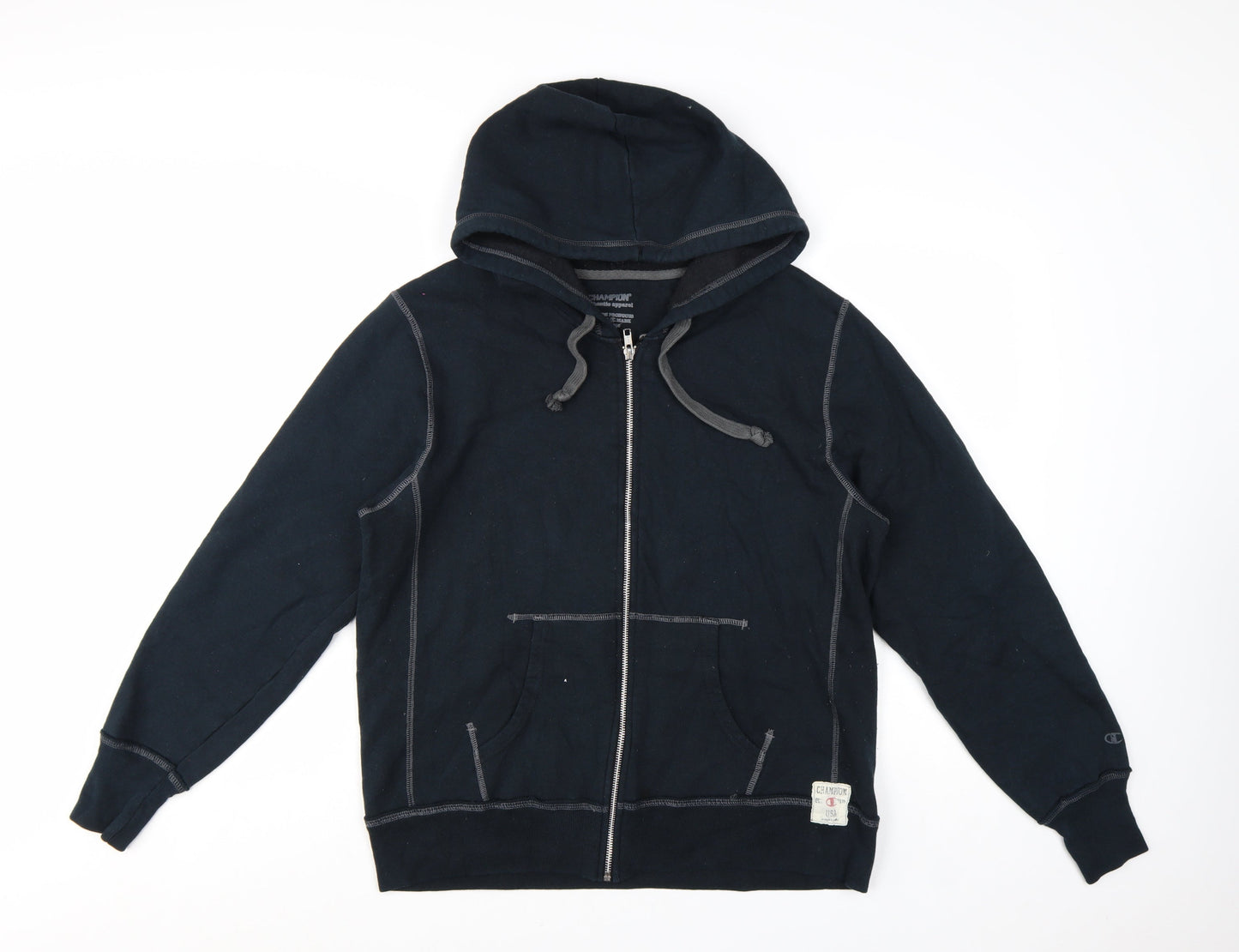 Champion Mens Black Full Zip Hoodie Size L Regular Fit