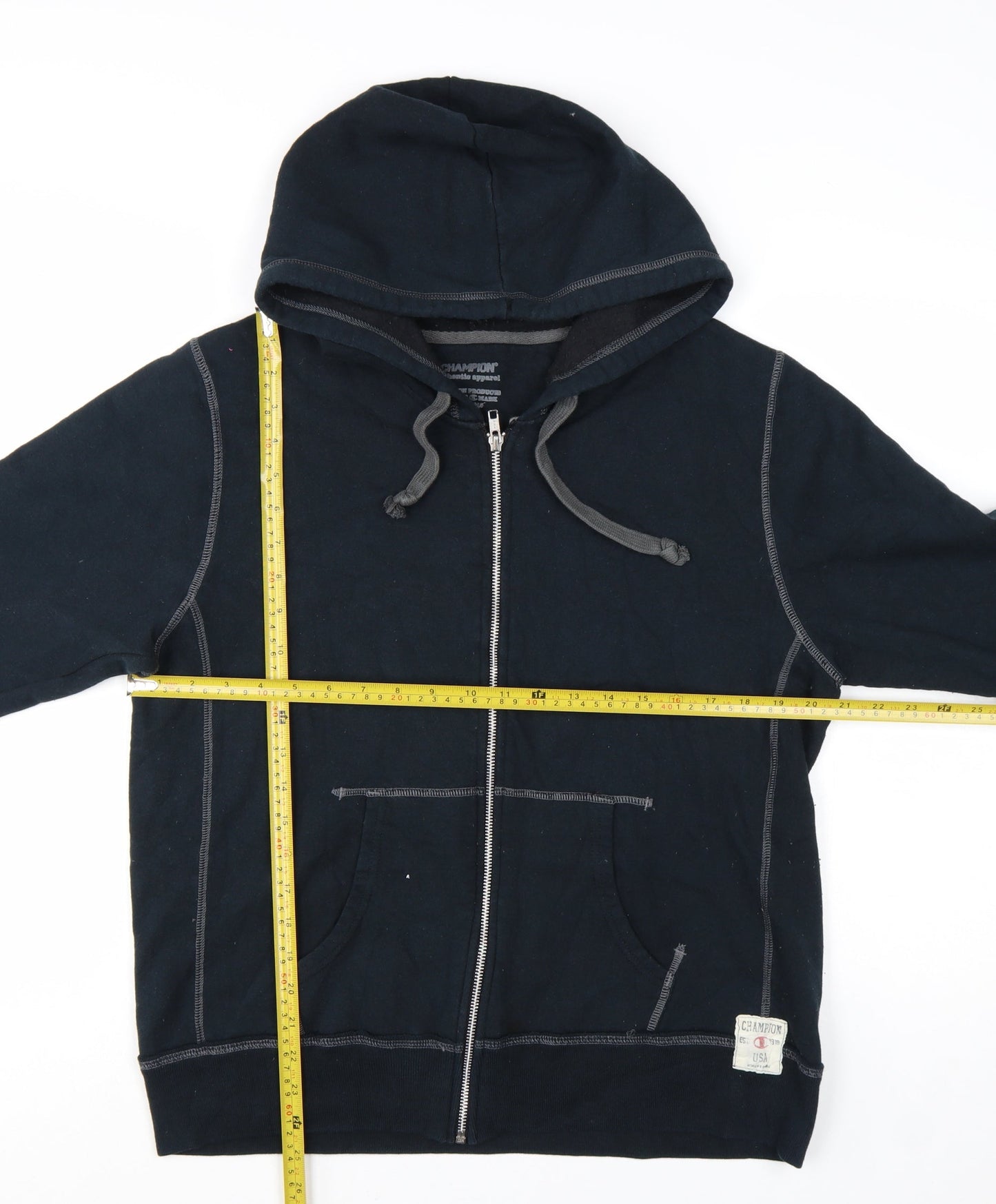 Champion Mens Black Full Zip Hoodie Size L Regular Fit