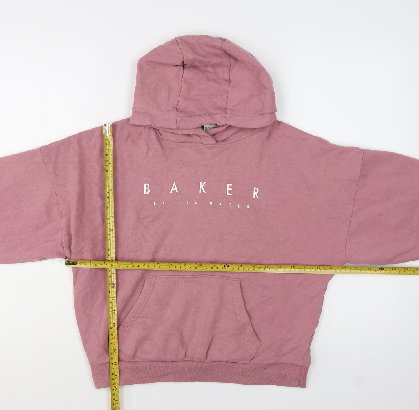 Ted Baker Girls Pink Pullover Logo Hoodie 10 Years Cotton Blend