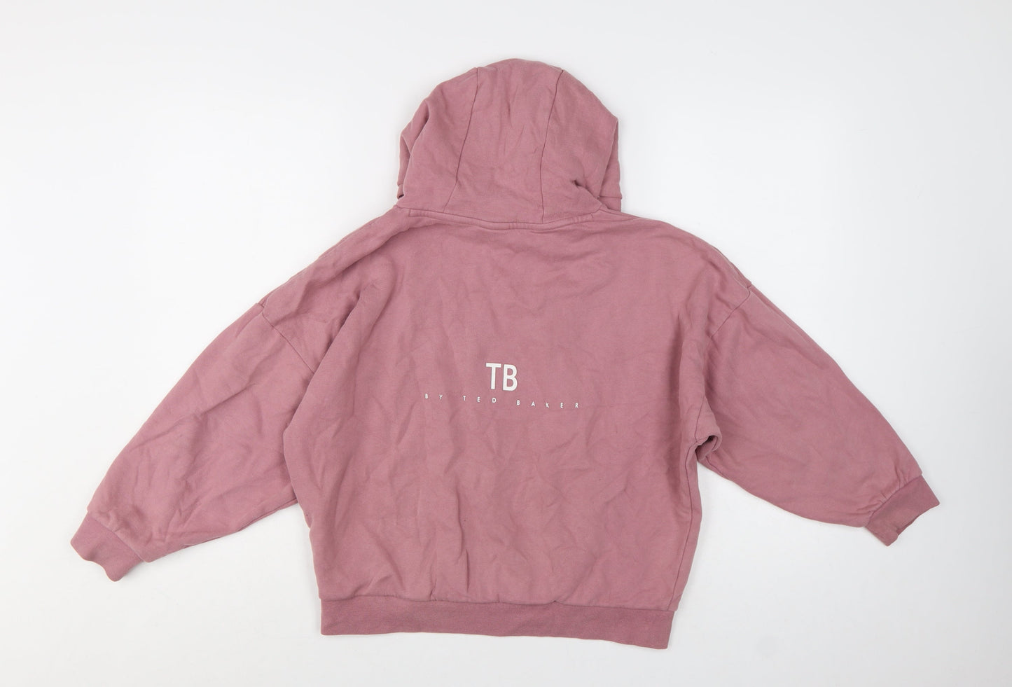 Ted Baker Girls Pink Pullover Logo Hoodie 10 Years Cotton Blend