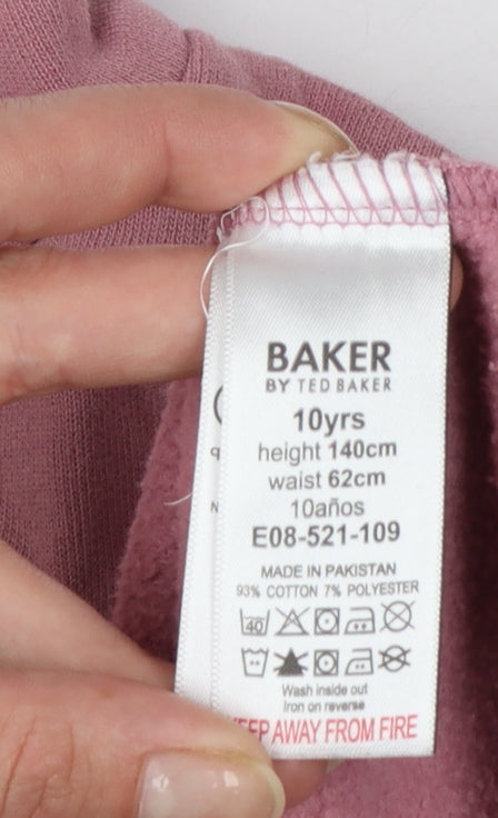 Ted Baker Girls Pink Pullover Logo Hoodie 10 Years Cotton Blend