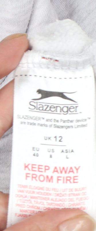Slazenger Women’s Grey Pullover Hoodie UK 12 Cotton Blend Sport Style