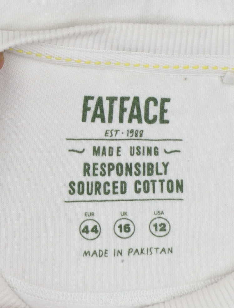 FatFace Women White Lemon Print Pullover Sweatshirt UK 16