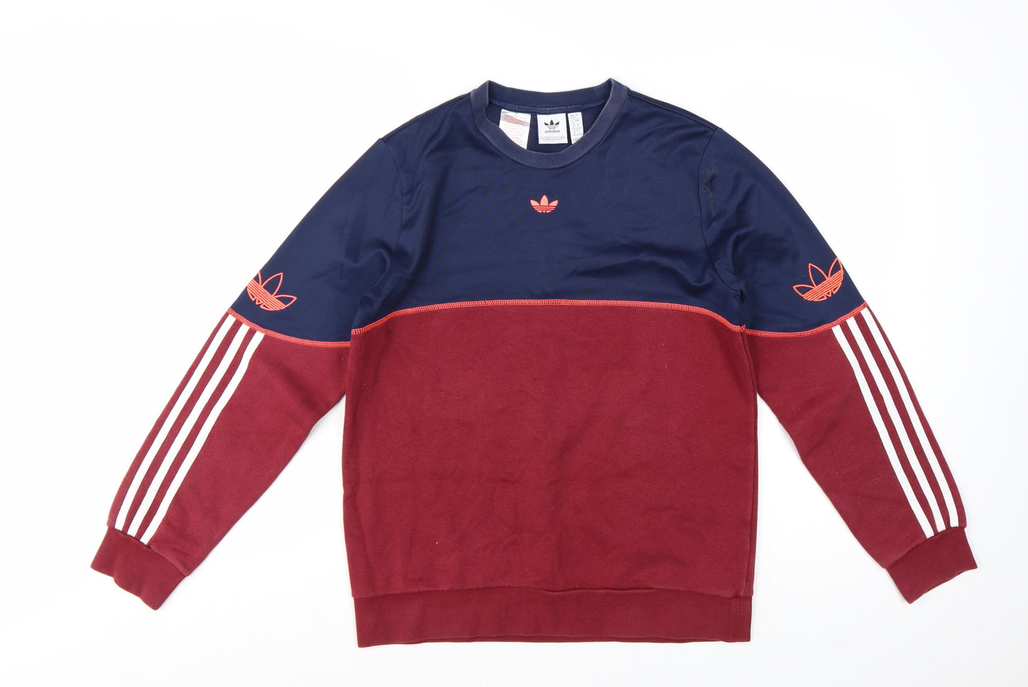 Adidas Boys Navy & Burgundy Colourblock Crew Neck Sweatshirt 14-15 Years