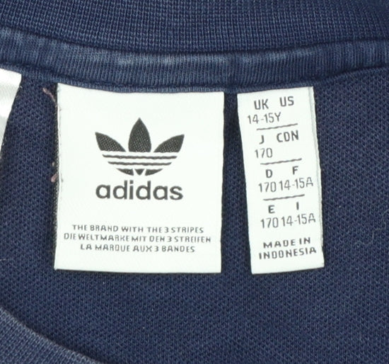 Adidas Boys Navy & Burgundy Colourblock Crew Neck Sweatshirt 14-15 Years