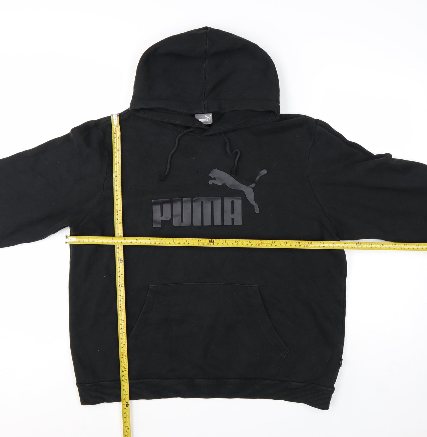 Puma Women's Black Pullover Hoodie L Cotton Blend Logo Sweatshirt