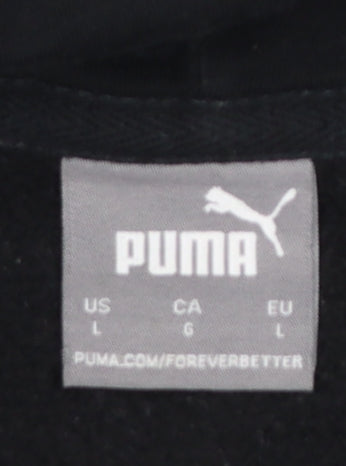 Puma Women's Black Pullover Hoodie L Cotton Blend Logo Sweatshirt