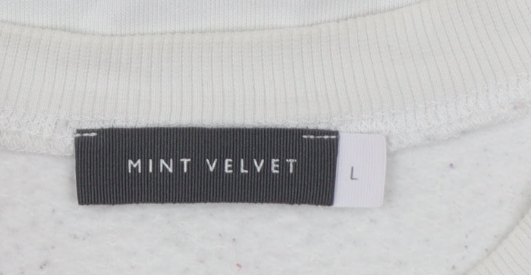 Mint Velvet Women White Cotton Blend Star Embellished Sweatshirt L