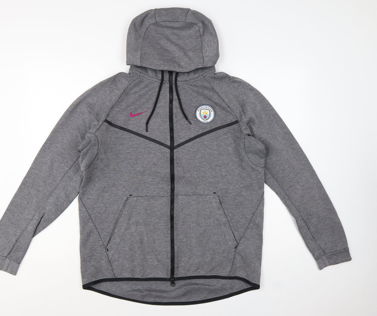 Nike Mens Grey Full Zip Hoodie L Manchester City Football Top