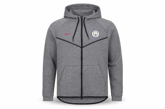 Nike Mens Grey Full Zip Hoodie L Manchester City Football Top