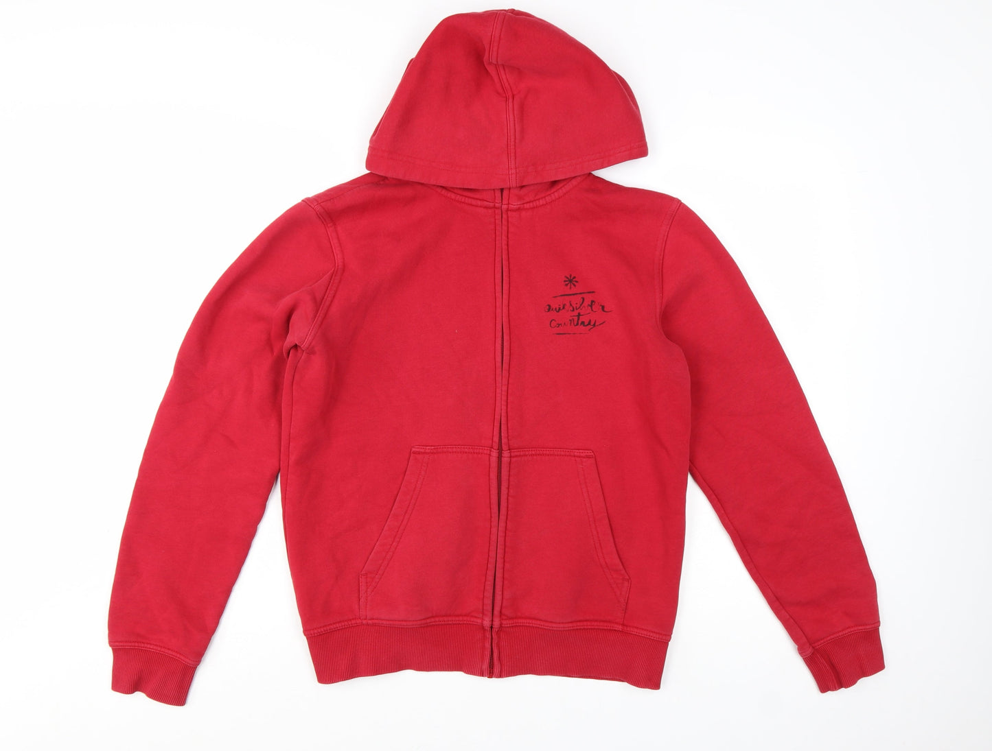 Quiksilver Teens Red Full Zip Hoodie Graphic Skull 16 Regular Fit