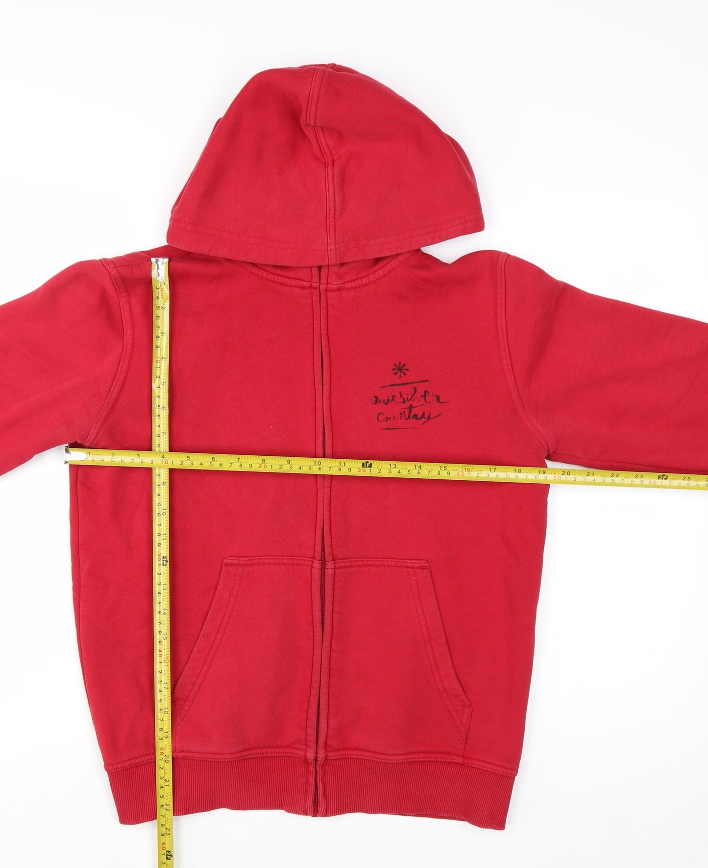 Quiksilver Teens Red Full Zip Hoodie Graphic Skull 16 Regular Fit