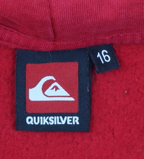 Quiksilver Teens Red Full Zip Hoodie Graphic Skull 16 Regular Fit