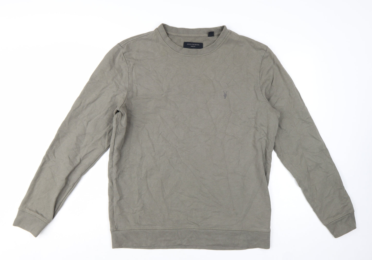 AllSaints Men's Grey Cotton Crew Neck Sweatshirt Medium
