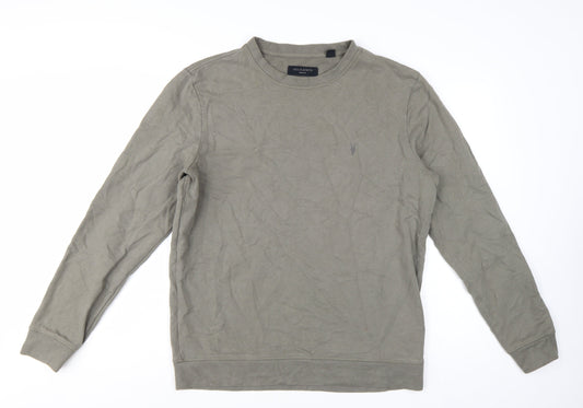 AllSaints Men's Grey Cotton Crew Neck Sweatshirt Medium