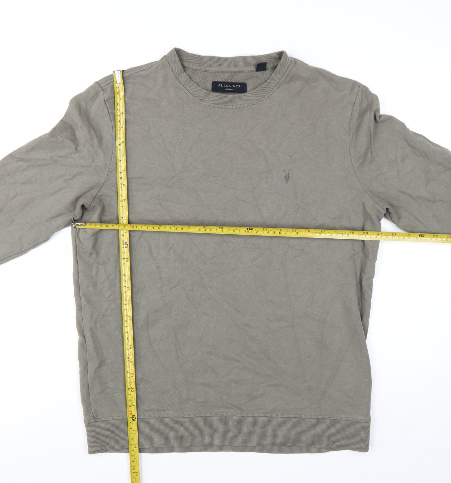 AllSaints Men's Grey Cotton Crew Neck Sweatshirt Medium